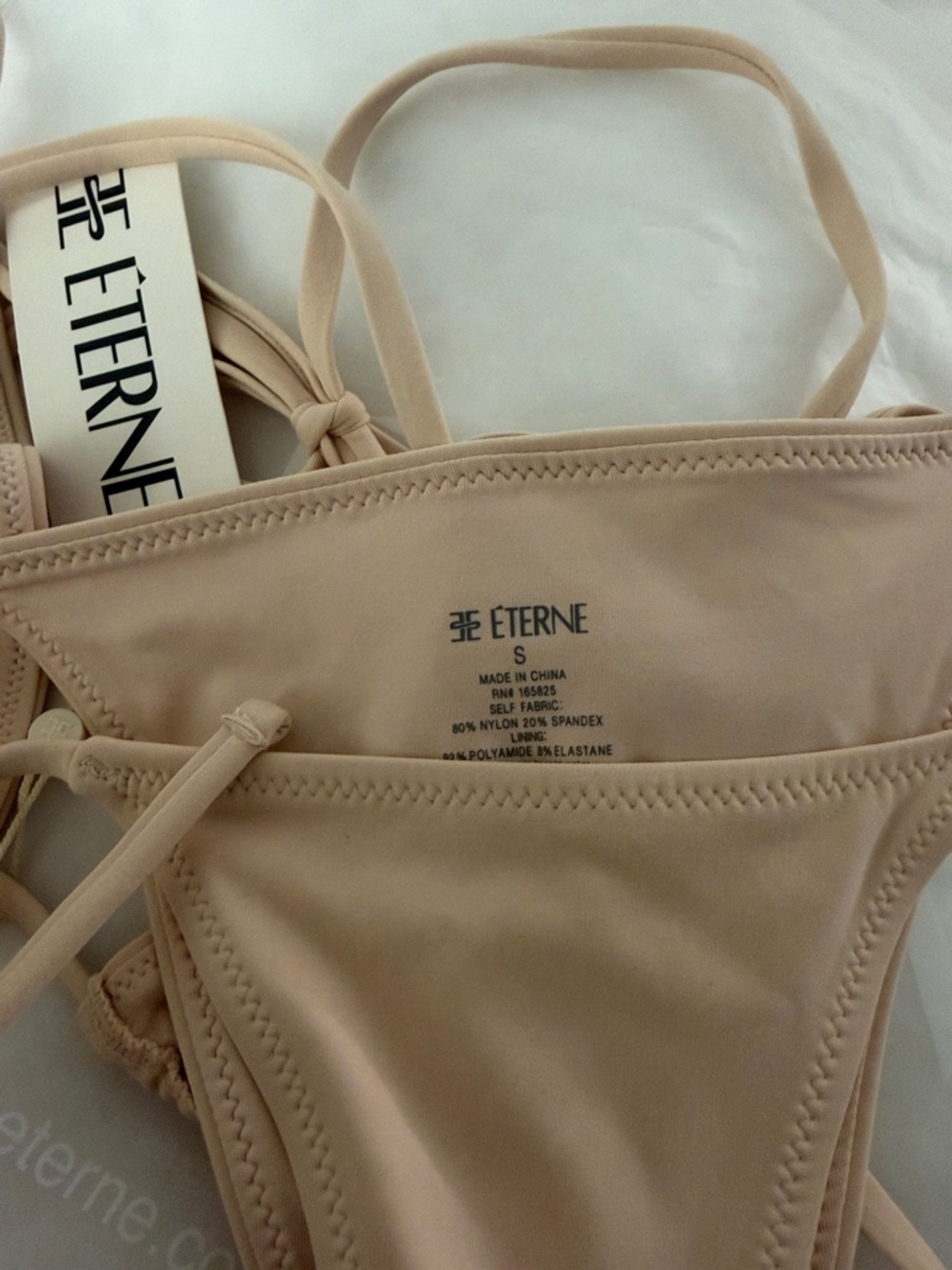 Eterne Women's Light Nude Tie-Side Triangle Bikini-ISLA DUSTY PINK - Picture 6 of 11